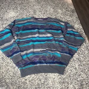 1980s Vintage Explosive Styling Saturdays Knit Sweater Vibrant Size Medium